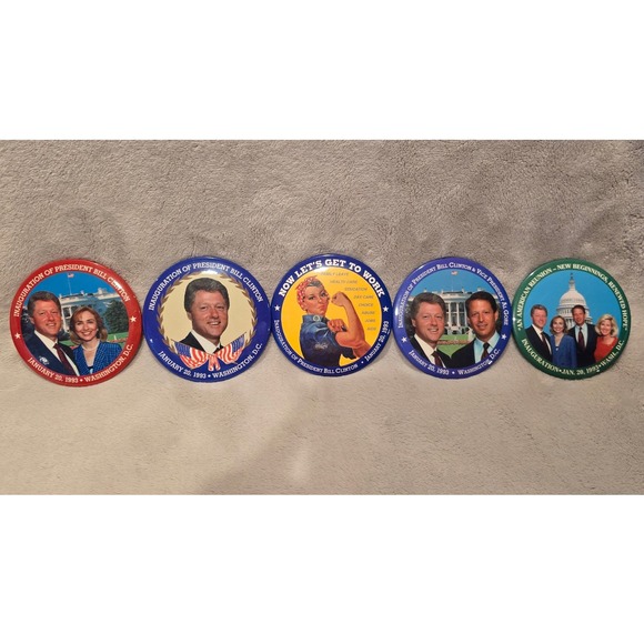 Other - Bill Clinton Inauguration 1993 Political Memorabilia Pins Set‎ 5 Piece Lot